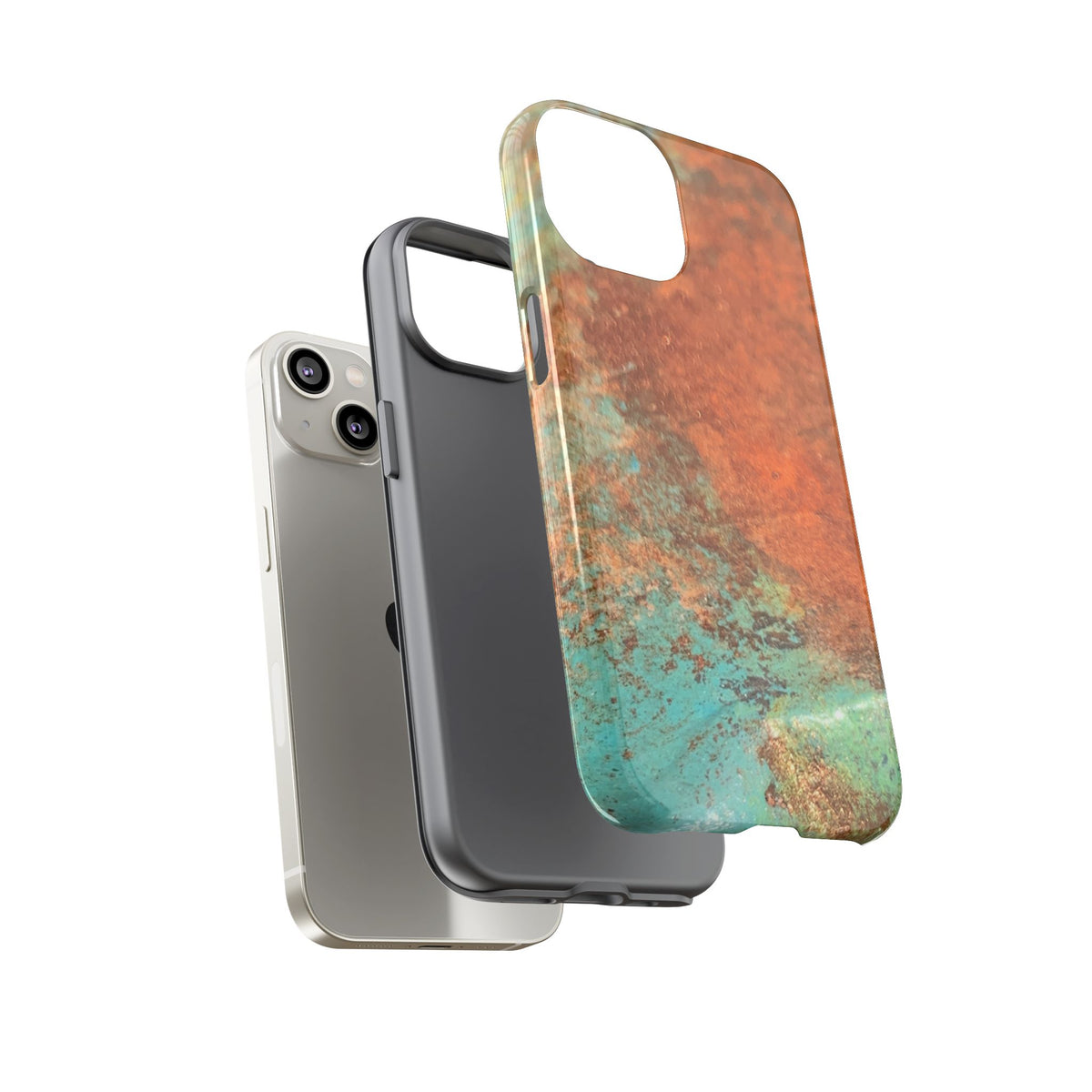 iPhone Case TOUGH - Copper & Patina Original Abstract Artwork - for sizes X through 17ProMax