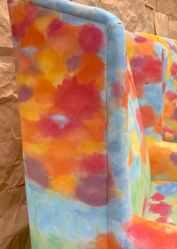 Floral Hand-Painted Upholstered Chairs (Pair of 2)