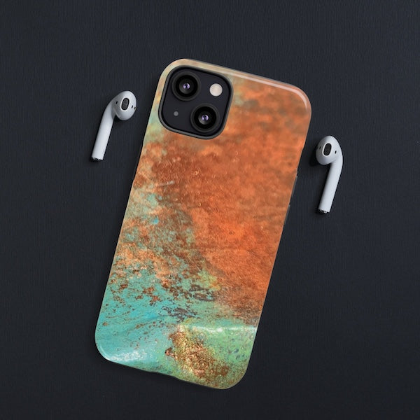 iPhone Case TOUGH - Copper & Patina Original Abstract Artwork - for sizes X through 17ProMax