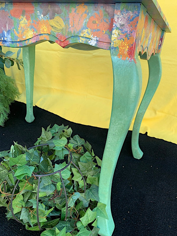 SOLD Floral Garden Side Table
