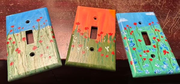 Hand-Painted Poppies Light Switch Plate