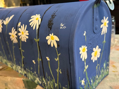 GroBox ~ White Daisies & Blue Fence