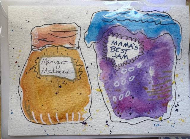 Jam Jar Greeting Card, Mango Madness & Mama's Best Jam Painting
