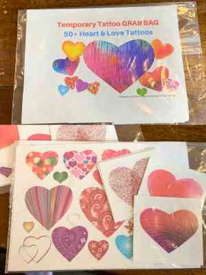 50 Temporary Tattoos Heart & Love GRAB BAG, US-Made