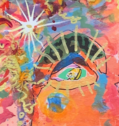 "Wild Child Never Ages" Abstract Face Multi-Media Original Artwork