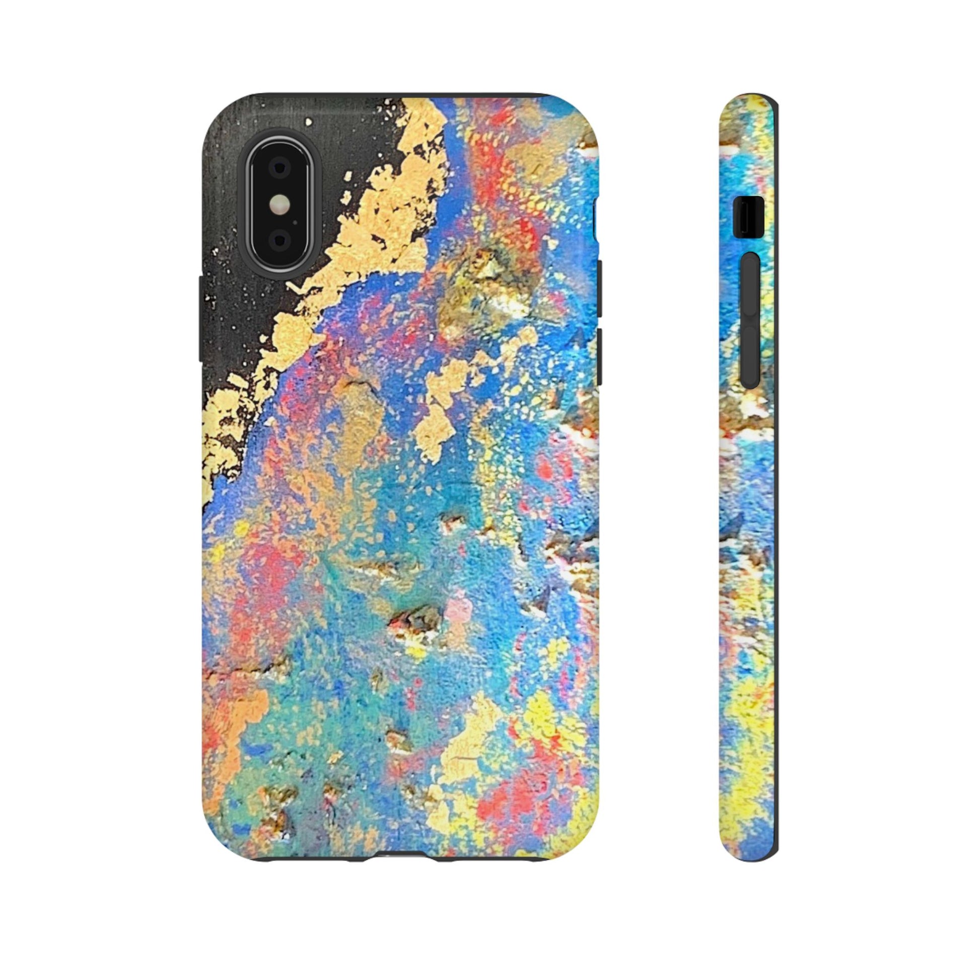 case for iPhone with wild colors and gold leaf