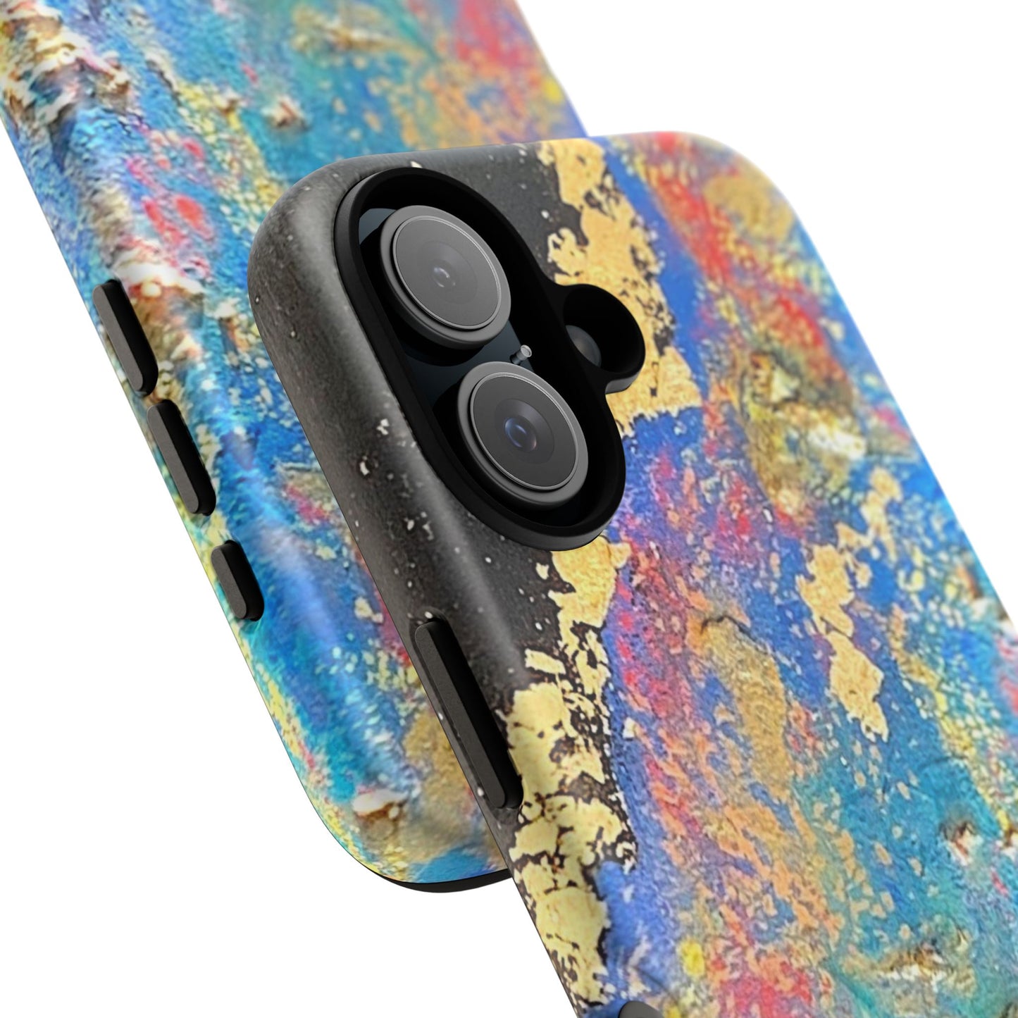 iPhone case with gold and colors like a cool space explosion