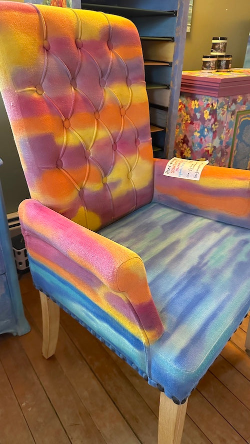 Ocean Sunset Hand-Painted Upholstered Chair