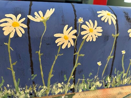 GroBox ~ White Daisies & Blue Fence