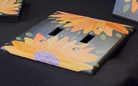 Hand-Painted Sunflowers Light Switch Plate - Double