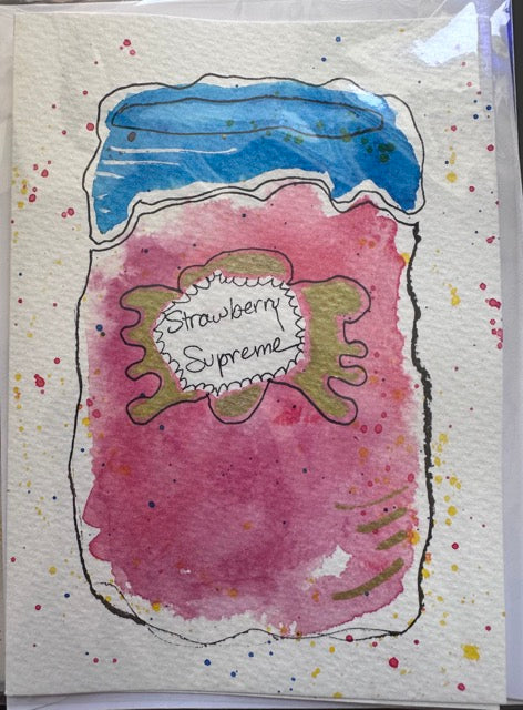 Jam Jar Greeting Card, Strawberry Supreme Painting
