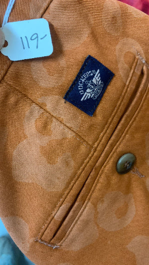 hand-batiked vintage Dockers in nutmeg brown w original Dockers logo