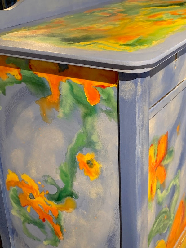 SOLD Floral Waterlily Cabinet