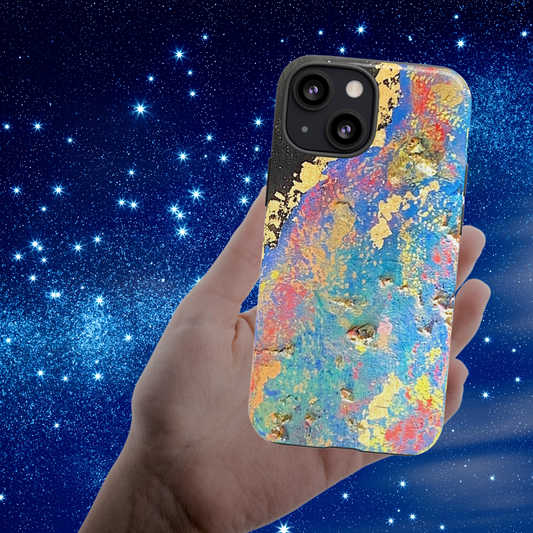 phone case colorful looks like a gold space explosion